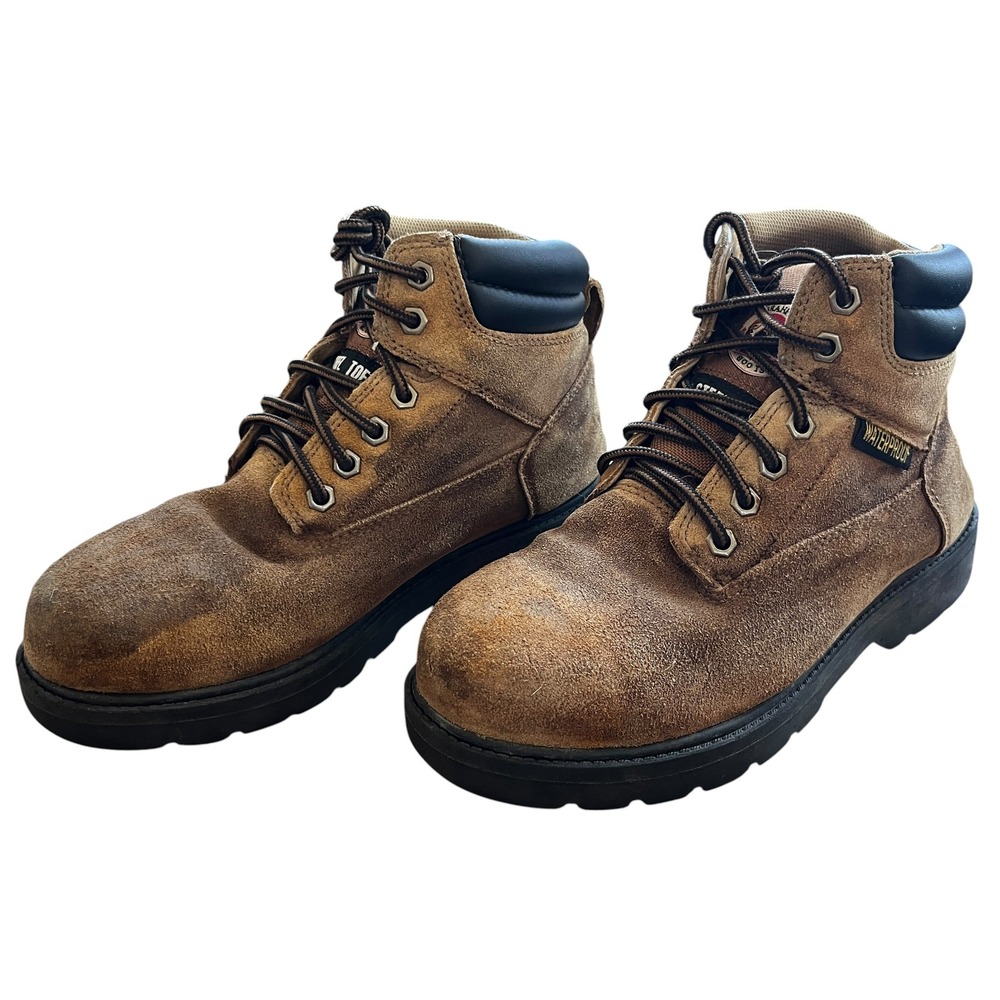 Brahma Mens Steel Toe Waterproof Work Boots Tan Suede EH Rated MNBR0440 Size 8